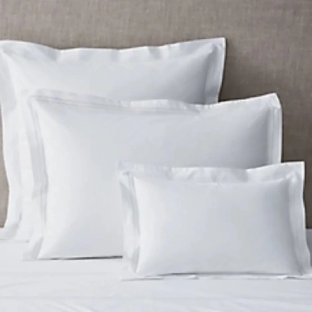 RH NWT Italian white hotel satin stitch sham -euro -white